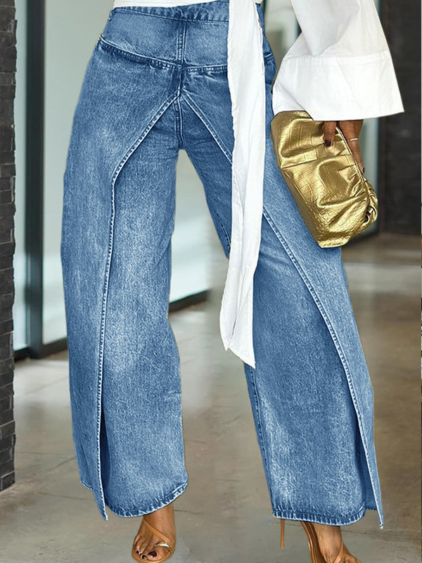 Overlay Wide-Leg Jeans