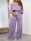 Off-Shoulder Top & Wide-Leg Pants Set