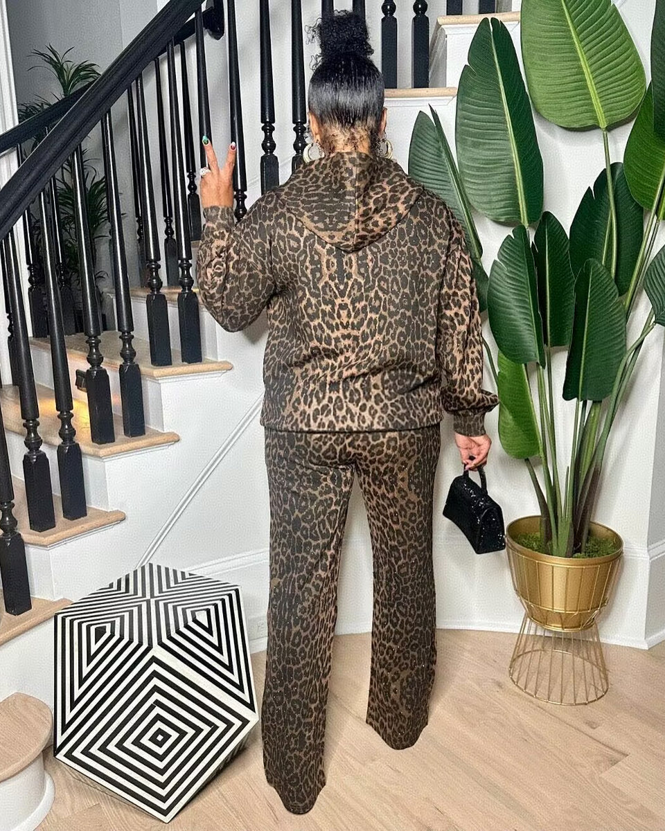 Leopard Zip Hoodie & Pants Set