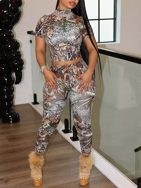 Printed Skinny Pants Set