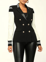 Faux Leather Combo Blazer--Clearance