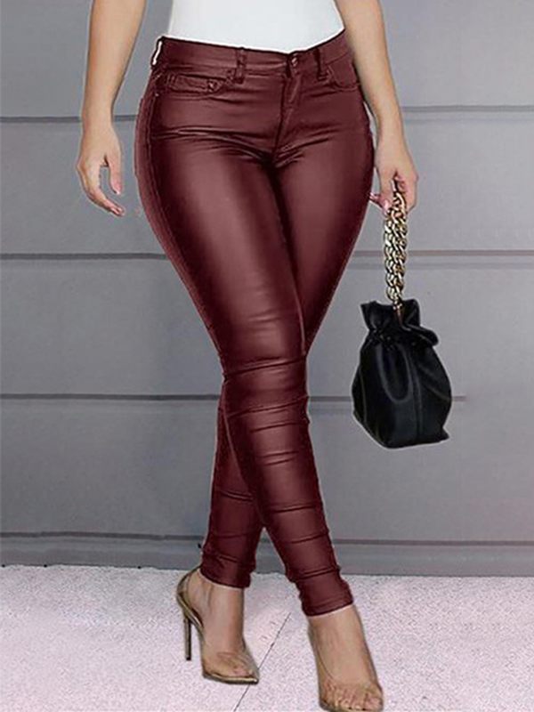 Faux-Leather Skinny Pants--Clearance