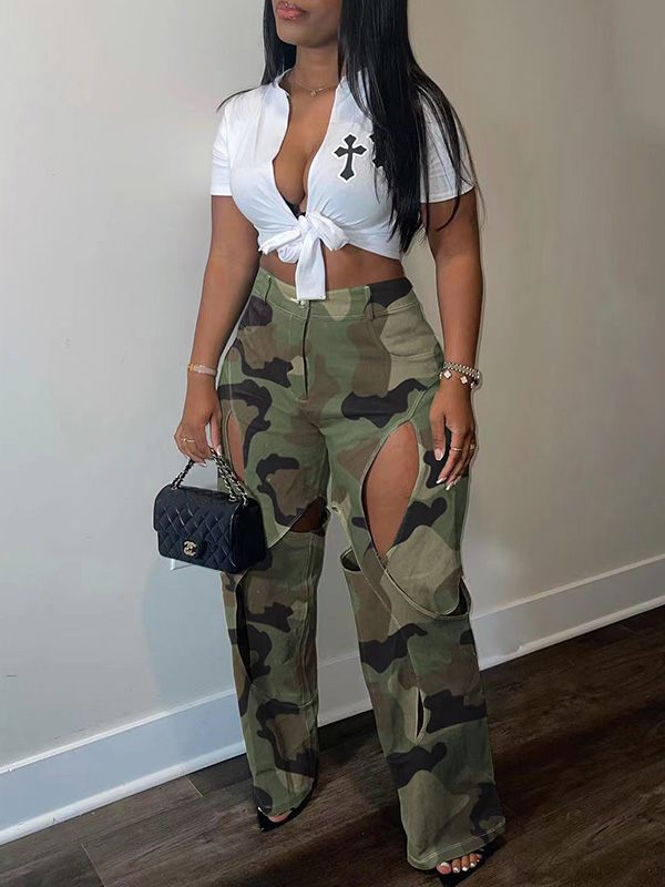 Morchique Camo Cutout Pants