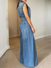 Morchique Button-Front Denim Jumpsuit