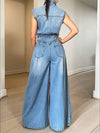 Morchique Button-Front Denim Jumpsuit