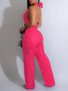 Solid Halter Frilled Jumpsuit