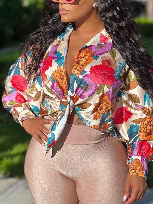 Morchique Printed Tied-Front Shirt