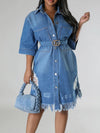 Fringe Ripped Denim Dress