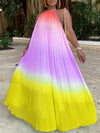 Ombre Halter Pleated Dress