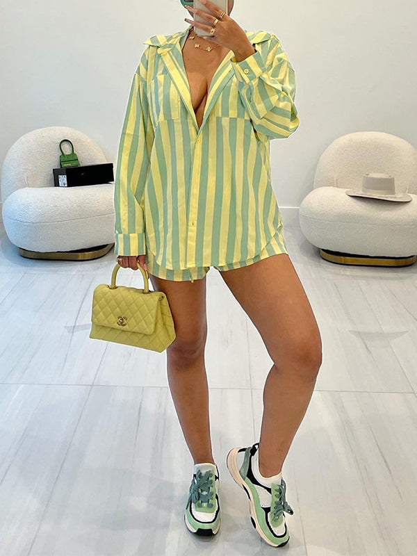 Morchique Stripe Shirt & Shorts Set