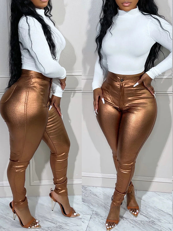 Morchique Metallic Faux-Leather Pants