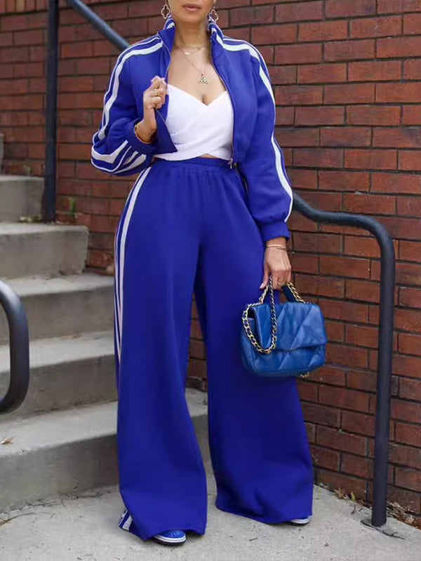 Morchique Side Stripe Jacket & Wide-Leg Pants Set