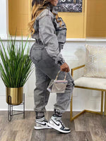 Denim Cargo Jacket & Pants Set