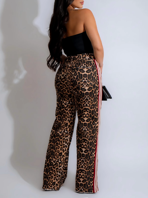 Morchique Side Stripe Leopard Pants