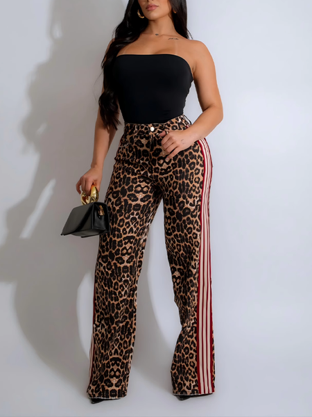 Morchique Side Stripe Leopard Pants