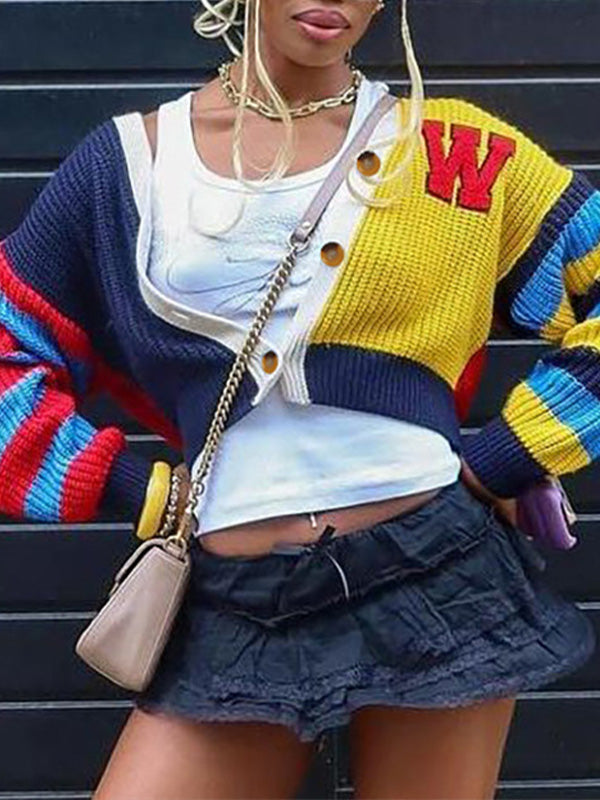 Morchique Colorblock Button-Front Cardigan
