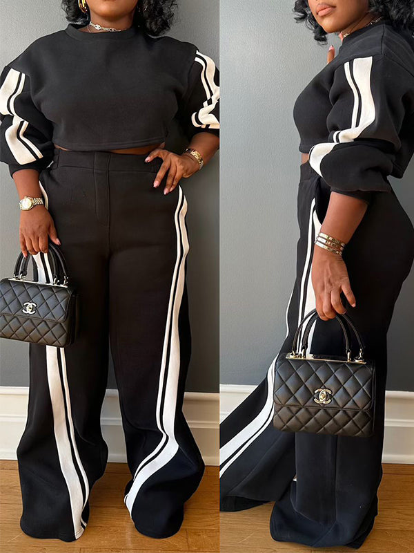 Stripe Sweatshirt & Pants Set