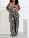 Morchique Metallic Halter Jumpsuit