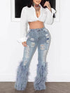 Feather Combo Ripped Jeans