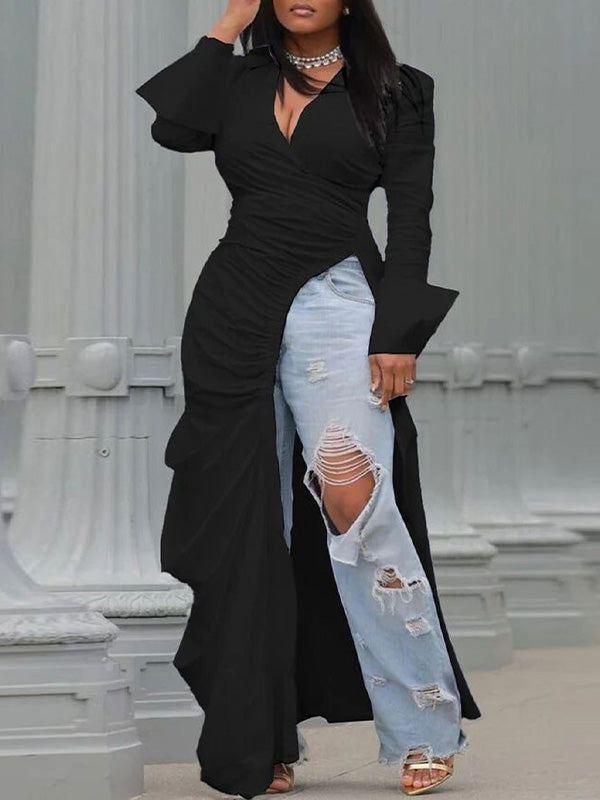 Morchique Solid Slit Tunic Shirt