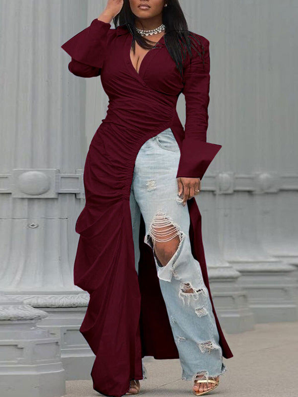 Morchique Solid Slit Tunic Shirt