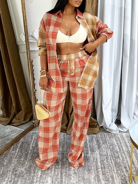 Morchique Plaid Shirt & Pants Set