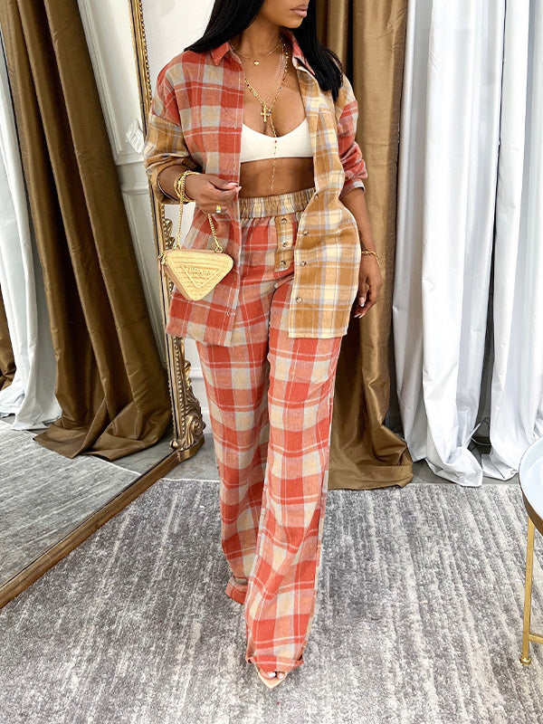 Morchique Plaid Shirt & Pants Set