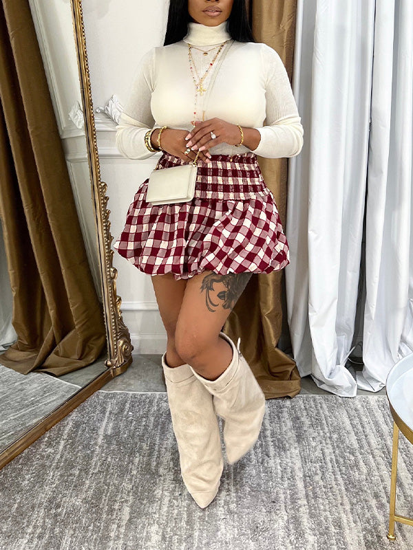 Morchique Plaid Bubble Skirt