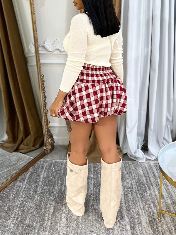 Morchique Plaid Bubble Skirt
