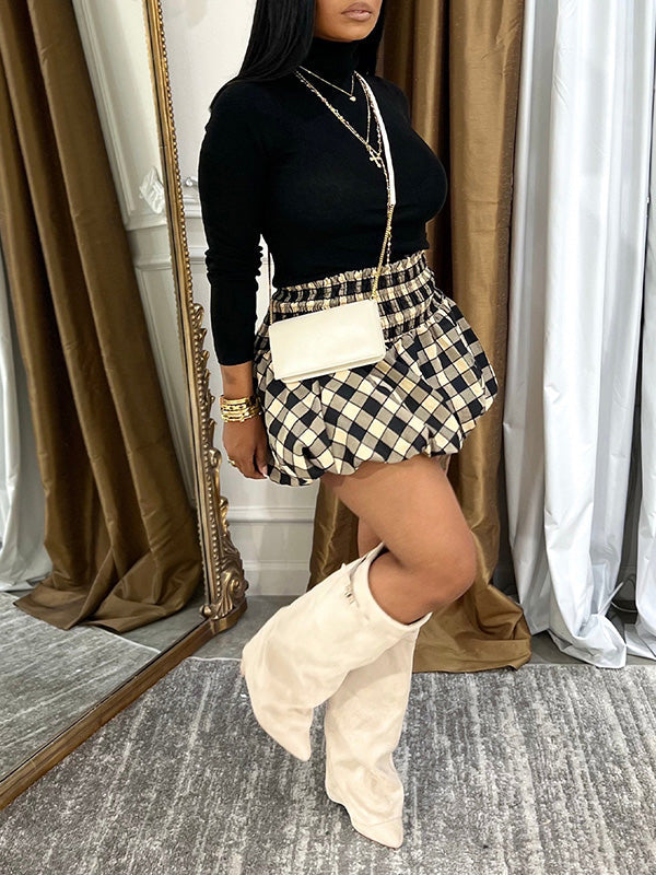 Morchique Plaid Bubble Skirt