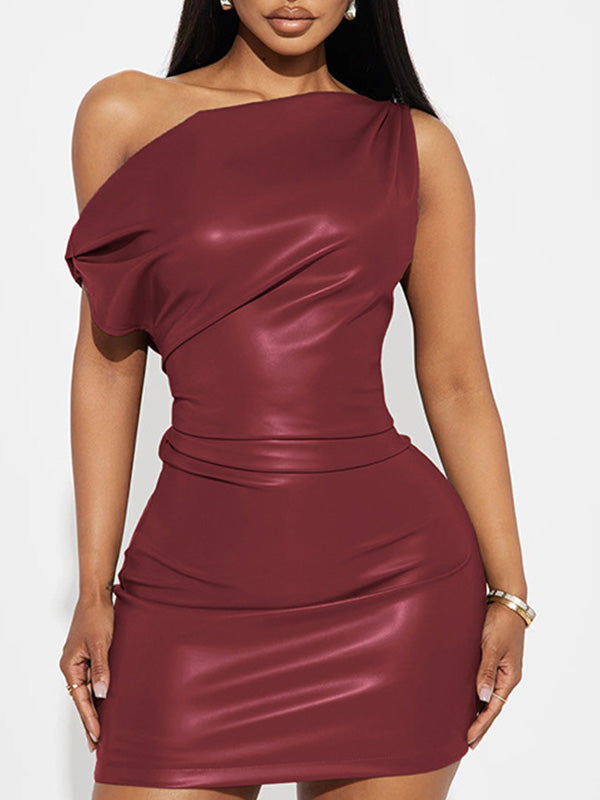 Morchique Faux-Leather Boat-Neck Dress