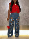 Morchique Heart Cutout Jeans