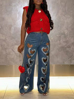 Morchique Heart Cutout Jeans