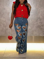 Morchique Heart Cutout Jeans