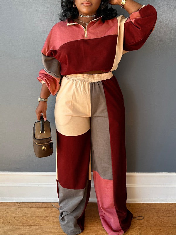 Morchique Colorblock Zip Top & Pants Set