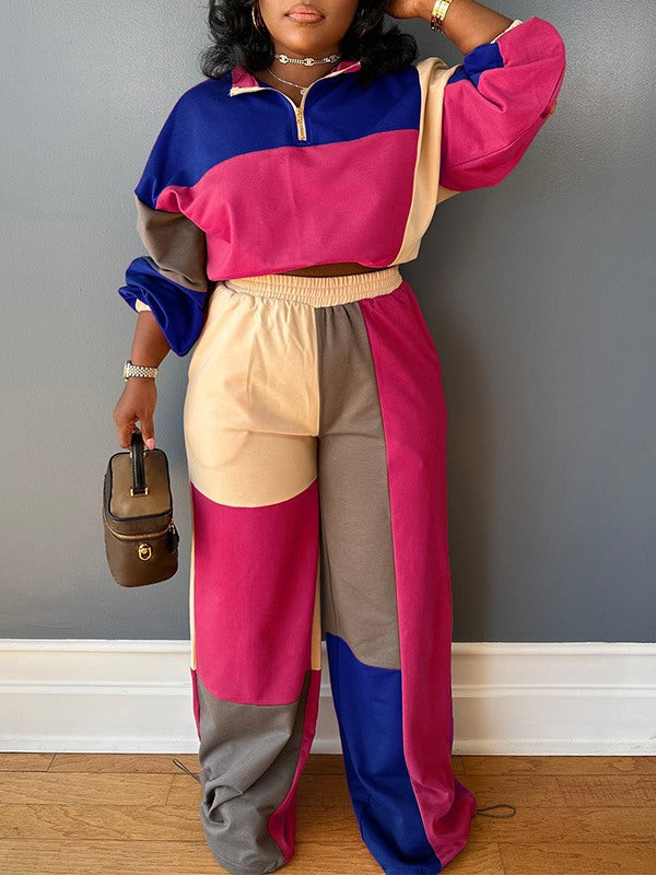 Colorblock Zip Top & Pants Set