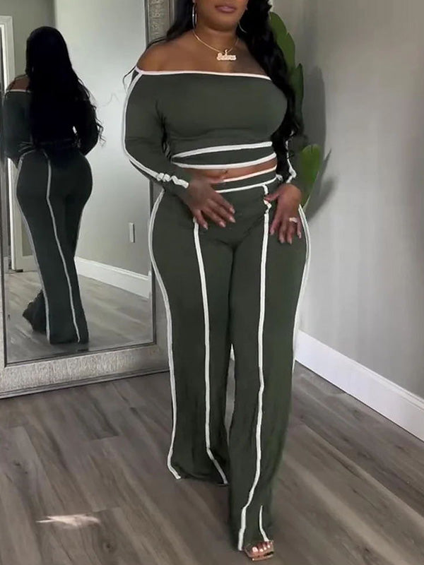 Morchique Piping Off-Shoulder Top & Pants Set