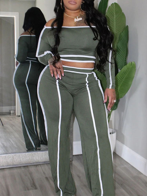 Morchique Piping Off-Shoulder Top & Pants Set