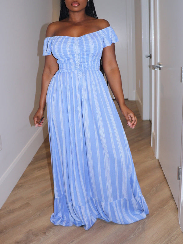 Morchique Stripe Off-Shoulder Dress