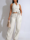 Morchique Faux-Leather Halter Top & Pants Set