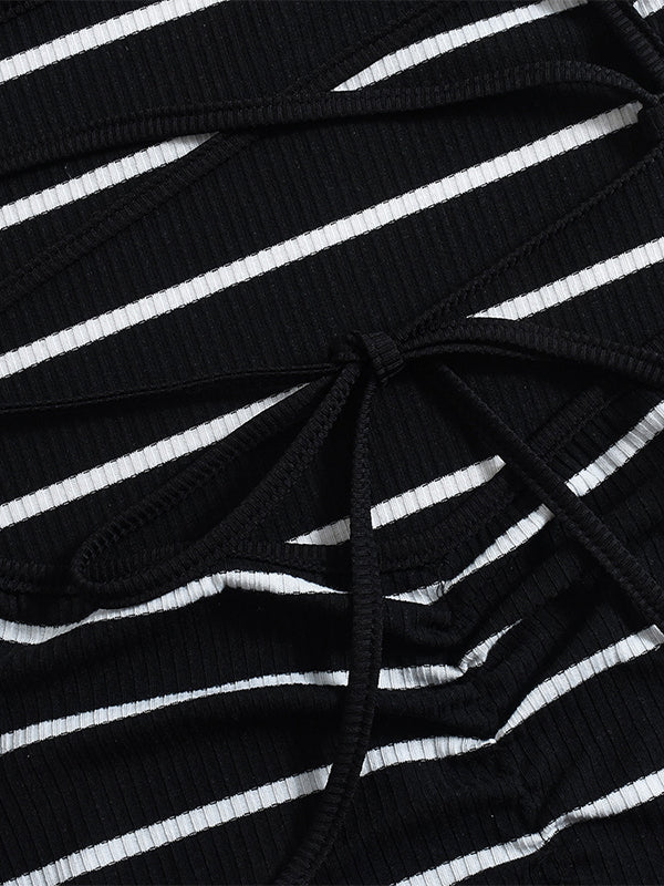 Morchique  Stripe Halter Maxi Dress