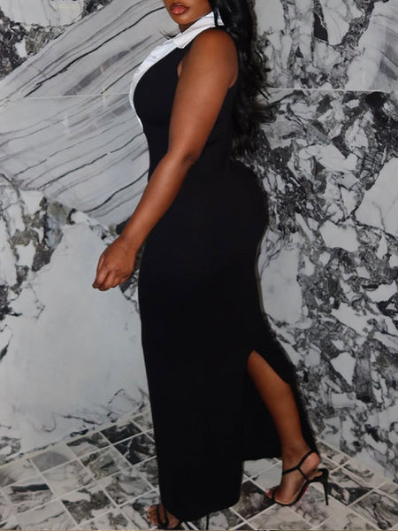 Two-Tone Combo Sleeveless Dress