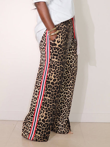Morchique Side-Stripe Leopard Pants