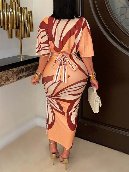 Printed Tied Slit Dress