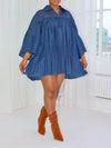 Pleated Denim Shirt Dress