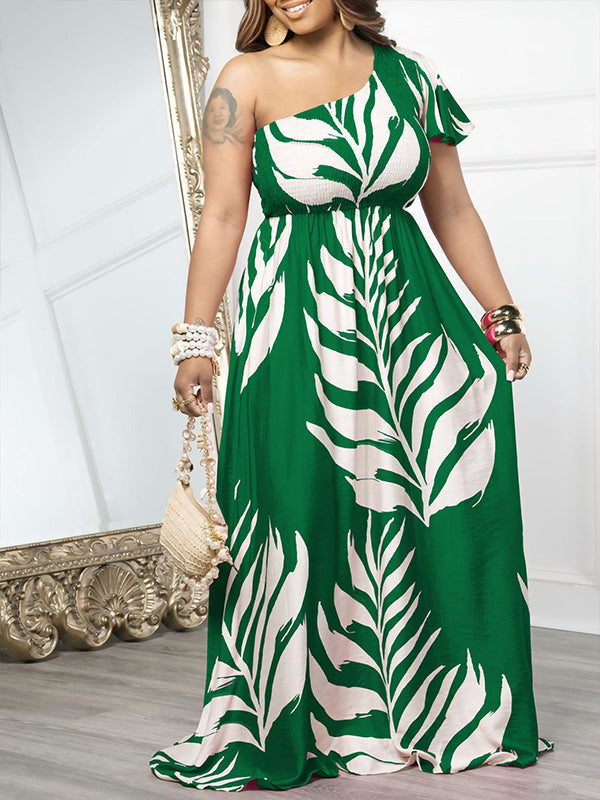 Morchique Printed One-Shoulder Maxi Dress