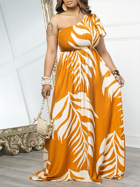 Morchique Printed One-Shoulder Maxi Dress