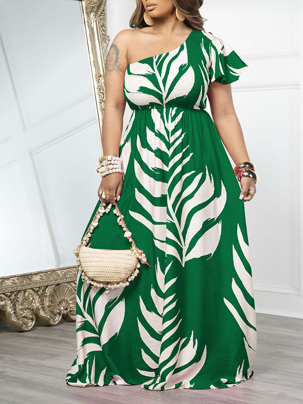Morchique Printed One-Shoulder Maxi Dress