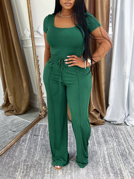 Solid Tee & Pants Set