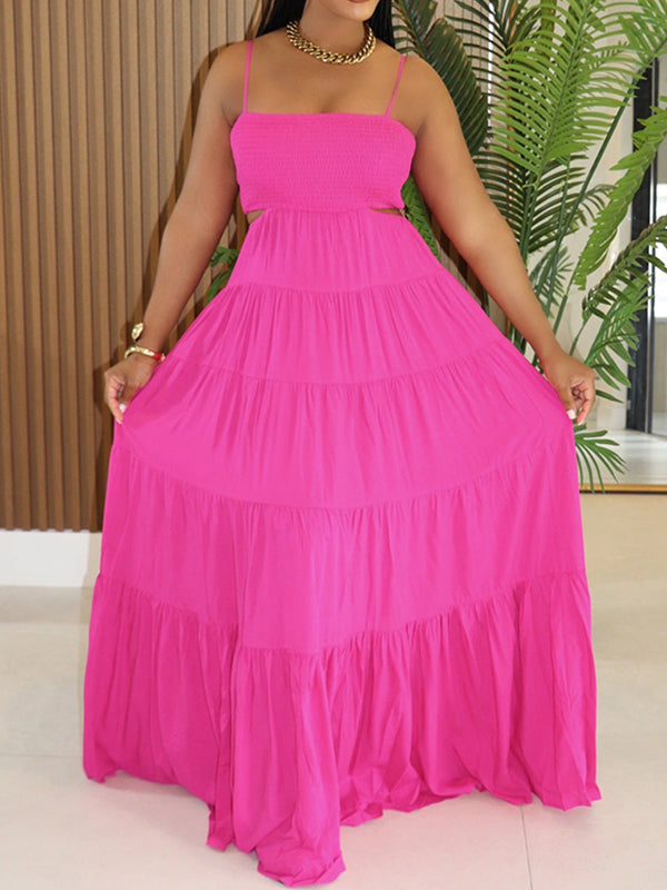 Solid Cami Ruffle Dress